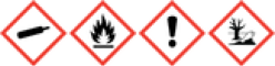 Gefahrzeichen-Gruppe für Aktivatorspray.