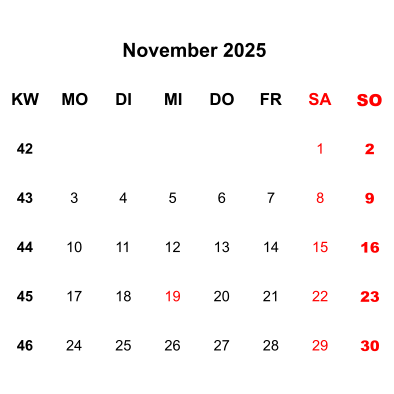 Kalenderblatt November 2025