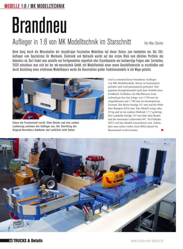 TRUCKS & Details Ausgabe 1/2023 - Starschnitt: Goldhofer Tieflader MPA von MK Modelltechnik