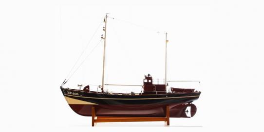 Schiffsmodell: Krabbenkutter Elke HF.408 von Graupner Modellbau aus dem Jahr 1969.